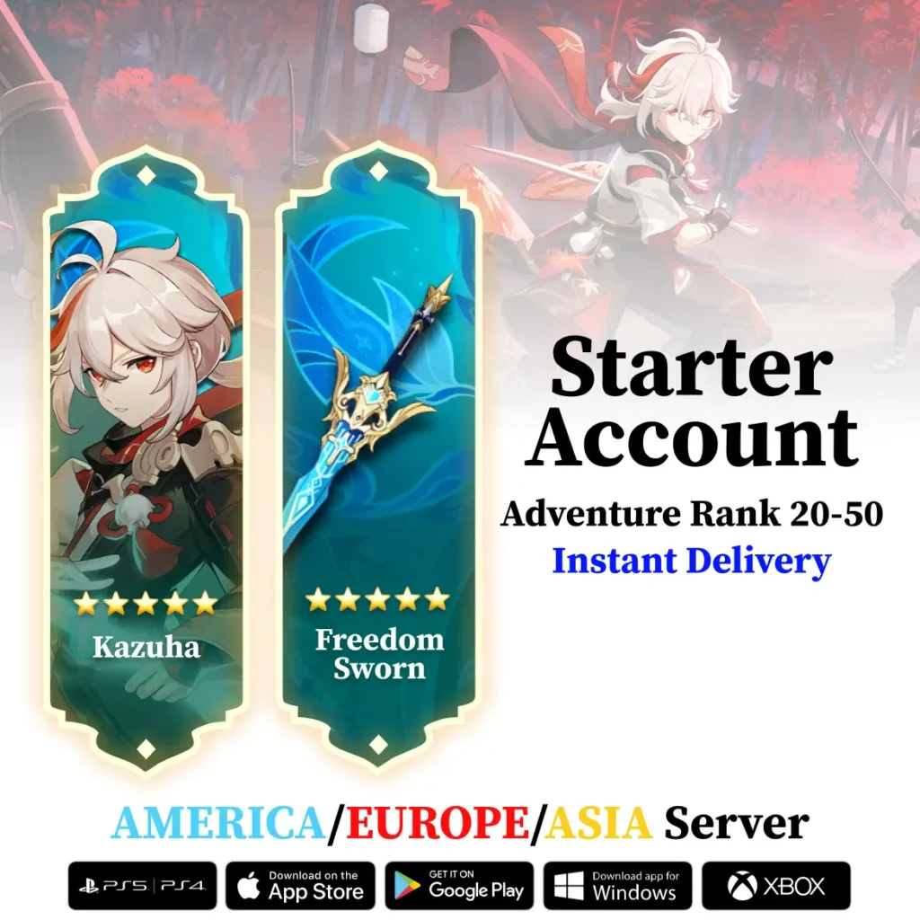 Kazuha with Freedom Sworn – Genshin Reroll Account