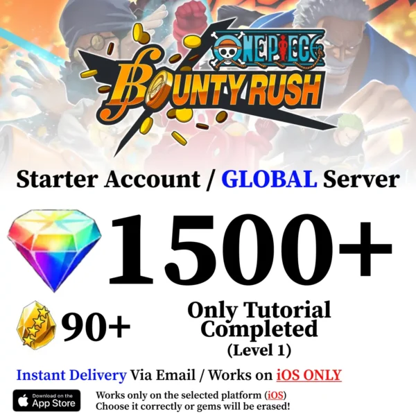 One Piece Bounty Rush Level 1 Reroll Account [Global – iOS]