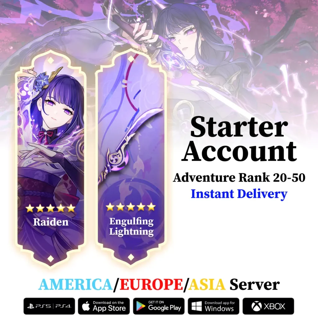 Raiden Shogun with Engulfing Lightning – Genshin Reroll Account