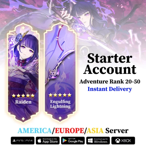 Raiden Shogun with Engulfing Lightning – Genshin Reroll Account